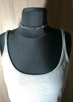 Кольоровий блискучий чокер стрічка на застібці