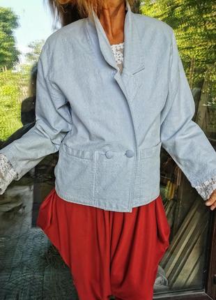 Жакет коттон хлопок винтажный двубортный пиджак блейзер в ретро стиле5 фото