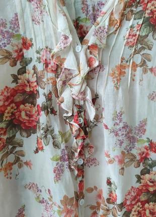 Батистовая рубашка блуза цветочный принт zara woman /659/2 фото
