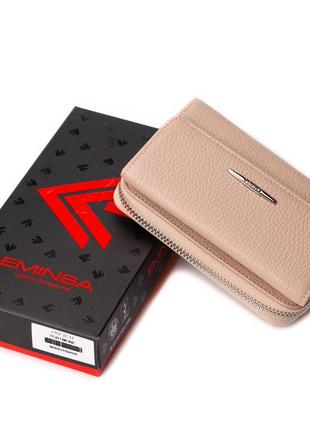 Женский кошелек с ремешком на руку eminsa 2157-37-31 кожаный пудровый
