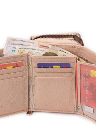 Женский кошелек с ремешком на руку eminsa 2157-37-31 кожаный пудровый