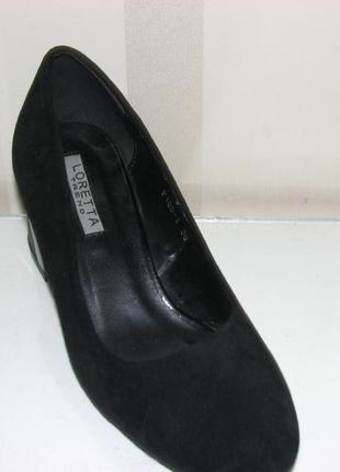 Женские черные туфли замш нарядные на среднем каблуке размер 363 фото