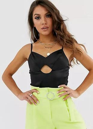 Сатиновый черный боди missguided