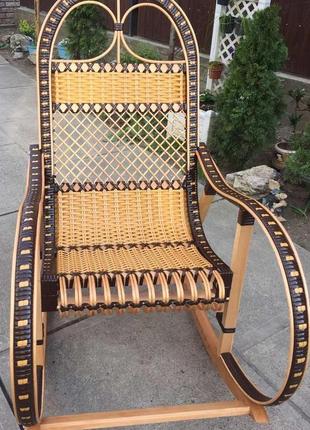 Крісло гойдалка з лози і ротанга | крісло-качалка плетені складана | крісло гойдалка з лози велика5 фото
