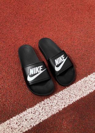 Летние шлепанцы найк, чёрные шлепки найк  nike slides black (36рр - 44рр) шлепанці найк чорні