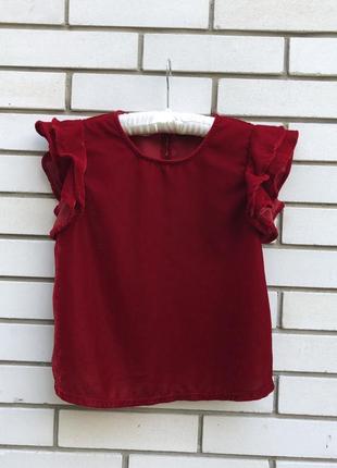 Оксамитовий червоний, бордовий топ блуза з рюшами zara10 фото