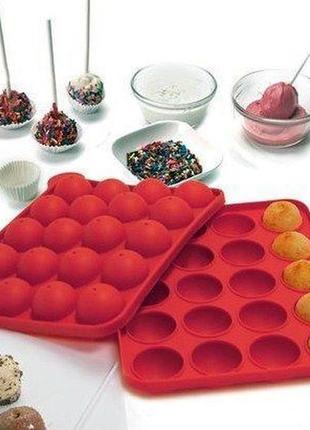 Силиконовая форма для кейк попсов (cake pops) 23х19см 20 ячеек2 фото