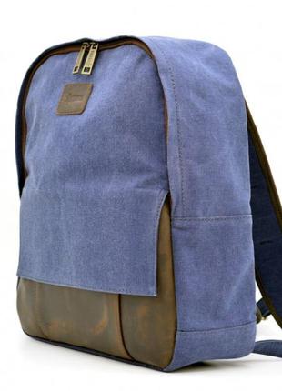 Молодежный рюкзак канвас с кожаными вставками rk-7224-4lx tarwa1 фото