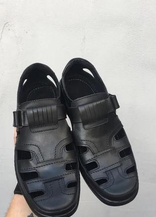Мужские сандали черные кожаные (сандалии из натуральной кожи черного цвета) - мужская обувь на лето 20222 фото