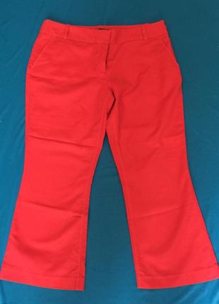 Красные cупер стильные;) брюки next,  капри, укороченные, чуть расклешённые снизу,  14, м/l, 97/3% хлопок/эластан