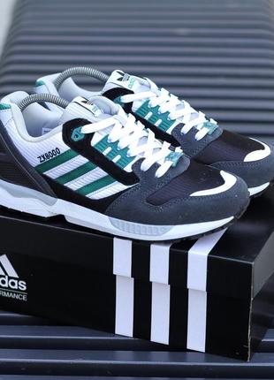 Кроссовки мужские adidas zx8000 серые/зеленые, адидас зх 8000, кроссівки адідас чоловічі