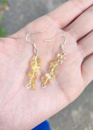 Мініатюрні сережки з цетрином швензи срібло 925 проби