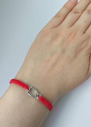 Браслет на руку червона нитка підкова2 фото