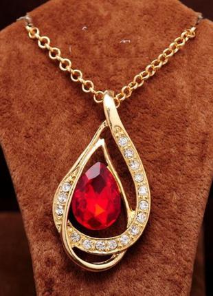 🏵️красивий кулон з кристалом і стразами на ланцюгу, новий! арт.9265