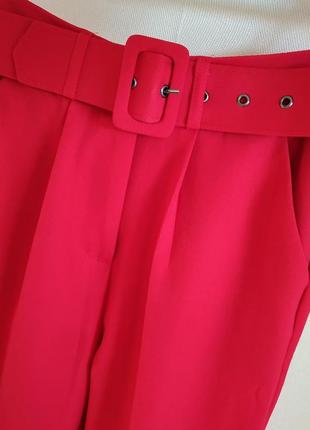 Червоні штани з кантами висока посадка
