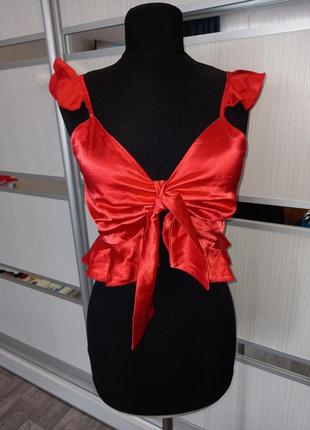 Стильний атласний топ червоний сатин❤️