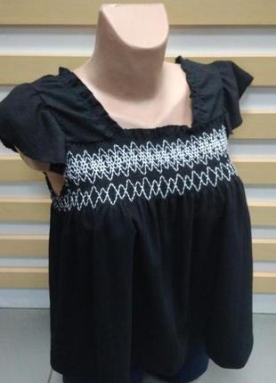 Літня, жіноча, чорна, вишиванка, легка, блузка, майка, топ, розмір m, c&a, 17312