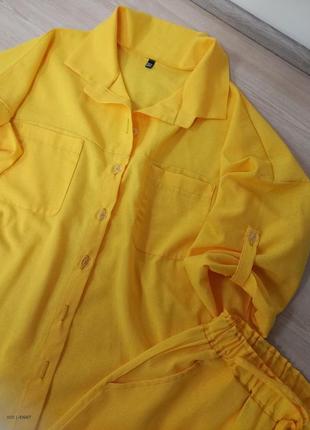 Жёлтый костюм из смеси льна 💛3 фото
