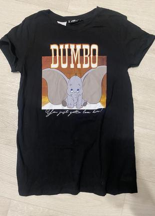 Чёрная футболка дамбо dumbo disney