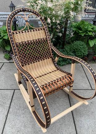 Плетеное кресло-качалка из лозы | кресло-качалка для отдыха садовая для дачи1 фото