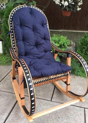 Кресло качалка с подушкой | кресло-качалка плетеная с лозы | кресло качалка коричневая5 фото