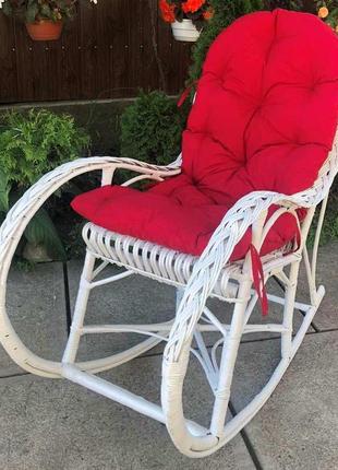 Крісло качалка біла | крісло-качалка плетені з підставкою для ніг | крісло качалка зручна1 фото