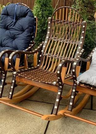 Кресло качалка из лозы для отдыха3 фото