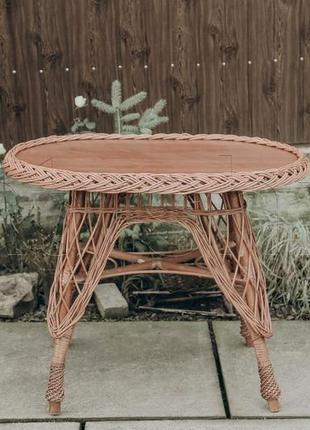 Плетений стіл з лози прямокутний столик з лози | столик плетений з лози1 фото