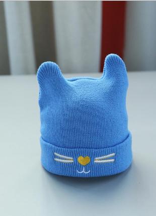 Шапка дитяча кицюня блакитна