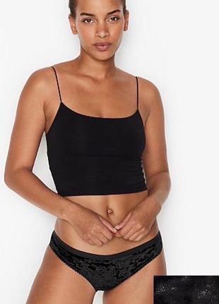 Вельветові трусики виктория сикрет victoria's secret velvet logo waist bikini panty