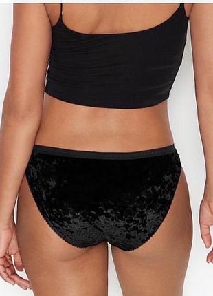 Вельветові трусики виктория сикрет victoria's secret velvet logo waist bikini panty4 фото