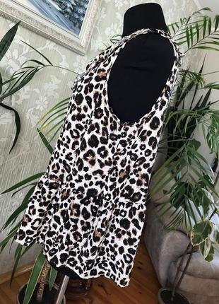 Вискоза блуза свободного кроя с рюшами анималистический принт леопардовый2 фото