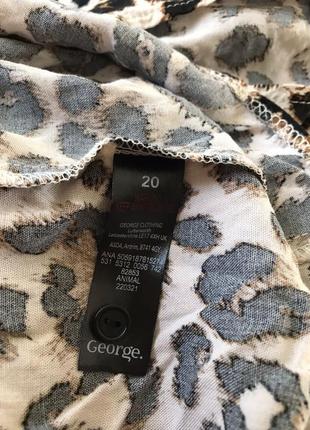 Вискоза блуза свободного кроя с рюшами анималистический принт леопардовый9 фото