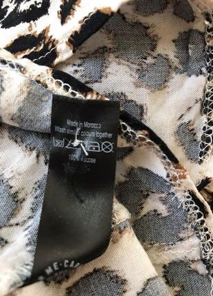 Вискоза блуза свободного кроя с рюшами анималистический принт леопардовый6 фото