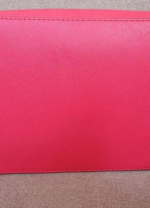 Сумка кожаная ярко-розовая michael kors jet set saffiano leather crossbody5 фото