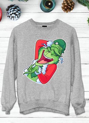Свитшот с новогодним принтом гринч (the grinch) "смеется" push it