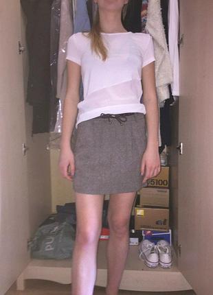 Белая, футболка, без надписей, прозрачная ткань, вставка