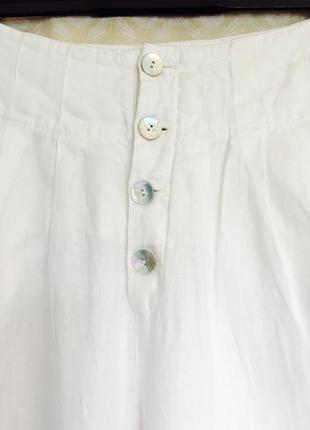 Білосніжні укорочений брюки, бриджі кюлоти з льону3 фото