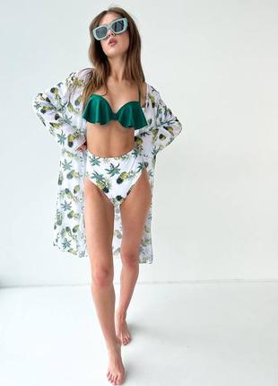 Sale ‼️ трендовий купальник з високими трусиками і накидкою