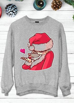 Свитшот с новогодним принтом дед мороз "воздушный поцелуй" push it