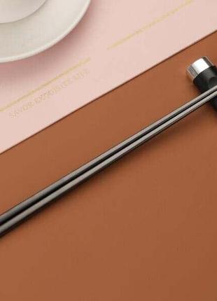 Премиум многоразовые китайские корейские японские палочки для еды, суши, чёрные без узора, нержавейка