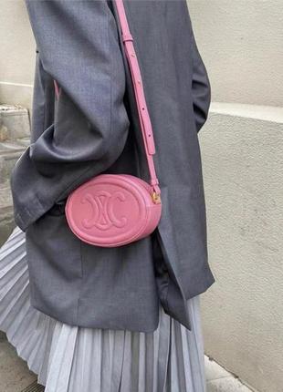 Люкс! розовая овальная сумочка celine crossbody oval purse2 фото