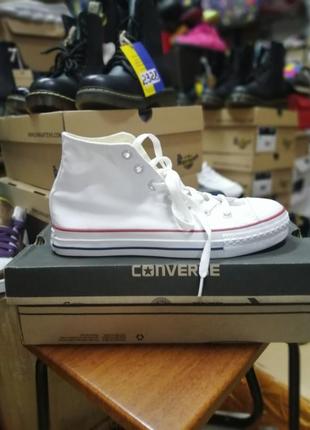 Оригинальные высокие кеды converse all star high optical white (m7650)6 фото