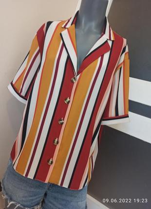 Блуза на гудзиках new look сорочка в смужку uk14
