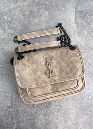 Бежева сумочка в стилі ysl beige знижка уцінка бежева брендовий бежева сумка знижка уцінка