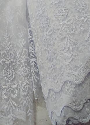 Тюль біла вишита на фатині якісна турецька штора гардина занавіска2 фото