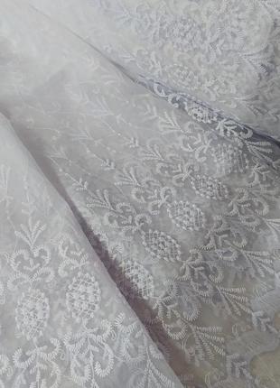 Тюль біла вишита на фатині якісна турецька штора гардина занавіска3 фото