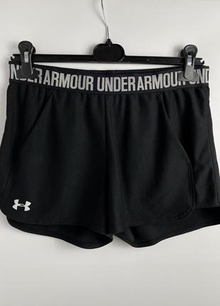 Спортивні шорти under armour чорні шортики з лампасними гумкою андер армор вільні залу для тренувань бігу