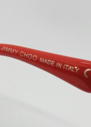 Очки в стиле jimmy choo модные  женские солнцезащитные очки чёрный градиент с красными дужками5 фото