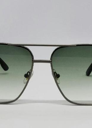 Maybach стильні чоловічі сонцезахисні окуляри сіро зелений градієнт в сріблястому металі2 фото